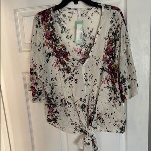 Floral V-Neck Tie-Front Top